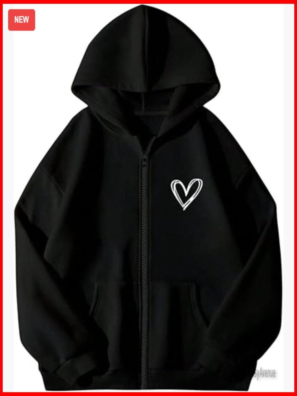Geometric Print Zip Up Hoodie Sweatshirt Jacket with Pockets Loose Fit